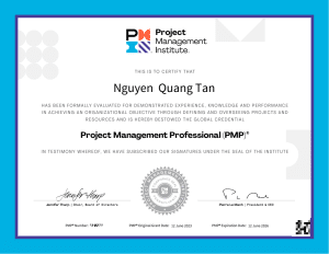 chứng chỉ PMP của Nguyễn Quang Tấn